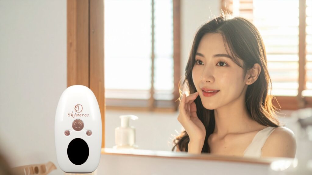 家用除毛機 女生看鏡子